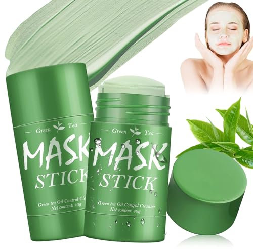 2 pièces bâton de masque au thé vert,Nettoie en Profondeur les Pores Purifiant,Dissolvant les Points Noirs et L'acné,Purifie la Peau Pour La Plupart Des Types De Peau femmes hommes