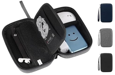 Hard Electronics Travel Organizer Case for MacBook Chargers & Storage Flash Hard Drives - Waterproof Shockproof 2-Layer Design Holds Power Bank Mouse and Cables (Small Gray)
