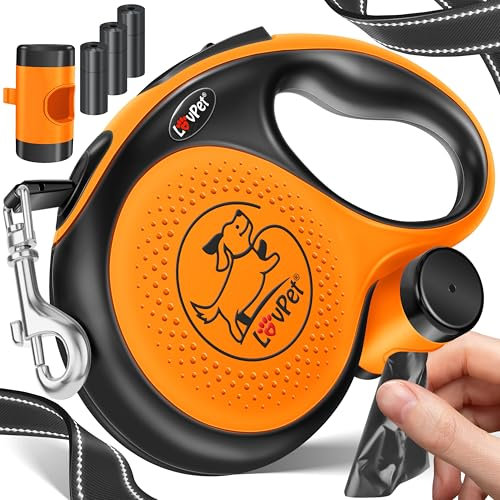 LOVPET® Hunde Rollleine 8m | Hundeleine für kleine & große Hunde 50kg | Ausziehbare Leine ergonomischer & Rutschfester Griff | Joggingleine 360° Leinenverlängerung | Laufleine Reflektierenden Maschen