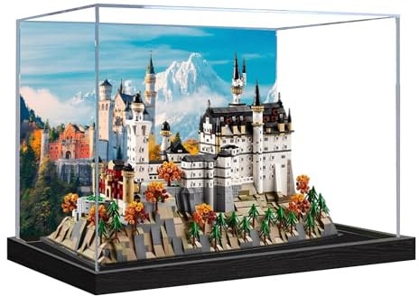 Acryl-Vitrine für Lego 21063 Schloss Neuschwanstein, transparente Vitrine, staubdichte Vitrine, kompatibel mit Lego 21063 (nur Vitrine) (Hintergrund 3 mm B)