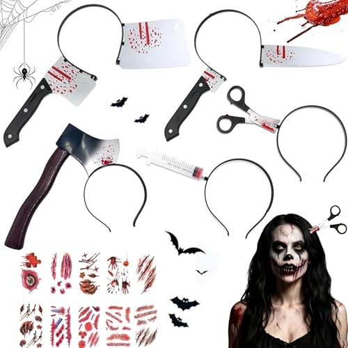 Halloween Horror Haarreifen Set,5 Stück Halloween Haarreifen Blutige,Halloween Stirnband,Halloween Haarreif,Halloween Accessoires,Halloween Party Requisiten für Fasching Karneval Kostüm Party Cosplay