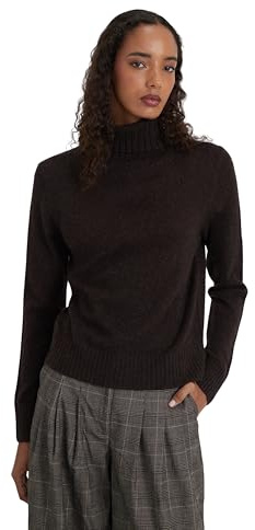 Style & Republic Damen Rollkragenpullover aus 100% Kaschmir, Regular-Passform, stilvoller Premium-Cashmere-Strickpullover für Herbst und Winter, Coffee M