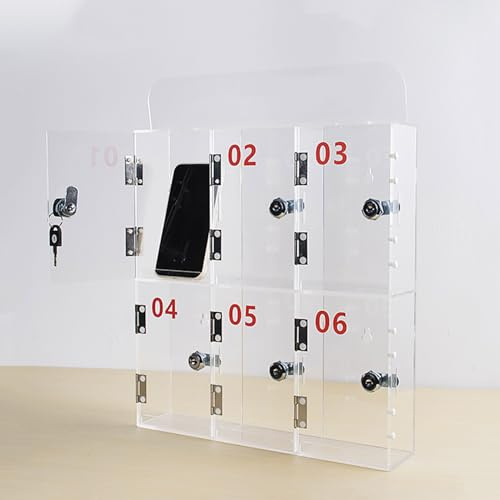 uofgcru Casier Transparent pour Téléphone Portable,Boîte de Verrouillage en Acrylique pour Salle de Classe,Casier de Rangement pour Téléphone Portable avec Serrures de Porte et Clés A-(6 Grilles)