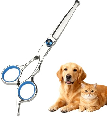 AYBUY Hundsax, tassax, säkerhet, rund spets, trimningssax, rostfritt stål, pälsvårdssax, husdjurssax för trimning av hund- och katthår