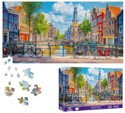Bimkole Amsterkanal Puzzle 1000 Teile, Architektur Puzzle 1000 Teile Erwachsene für Erwachsene und Kinder ab 14 Jahren – Unterhaltsames Und Anspruchsvolles Familienpuzzle, Tolle Geschenkidee