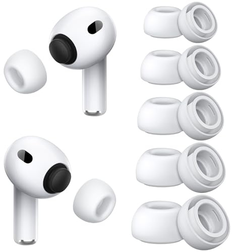 Ersatz-Ohrstöpsel für AirPods Pro 3, 5 Paar (XXS/XS/S/M/L, Weiß) | Ohreinsätze aus weichem Silikon, Schaum-Mikropartikel-Füllung und integriertem Staubschutz