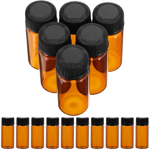 iplusmile 100 Stück Braune Glasfläschchen mit Perforiertem Stopfen Probenflaschen für Ätherische Öle Lotion Vials Makeup Dispenser zum Befüllen und Reisen