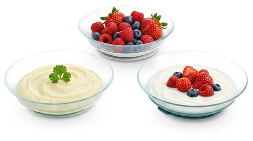 BÉABA x DURALEX, Baby- & Kinder-Set, 3 Teller aus gehärtetem Glas mit Saugnäpfen, robust, gesund, langlebig & hergestellt in Frankreich, Misty Green