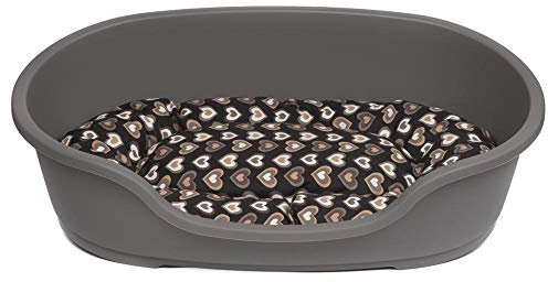 adena Hundekorb 110 x 74 cm Taupe + Kissen Herzen braun