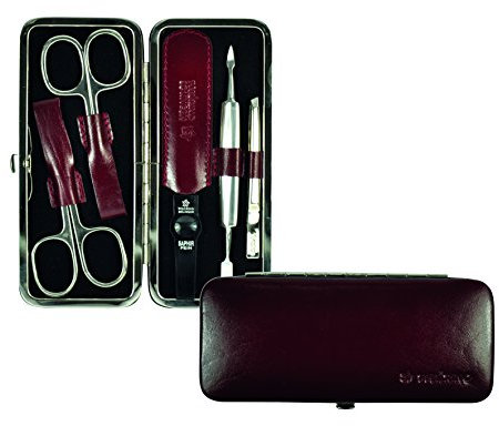 Pfeilring Manicure-Etui, Rindleder, Bordeaux, 5-TLG. Maniküre, Mehrfarbig, One Size