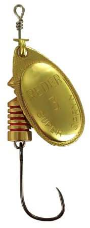 MAPSO - 5 Cucharillas de Pesca REDER-3 Oro 6,50 GMS. Anz. Simple sin Muerte