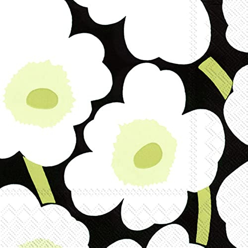 Marimekko - Cocktail-Servietten Unikko Black 25 x 25 cm
