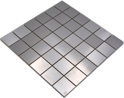 Mosaik Fliese Edelstahl silber silber Stahl gebürstet für WAND BAD WC KÜCHE FLIESENSPIEGEL THEKENVERKLEIDUNG BADEWANNENVERKLEIDUNG Mosaikmatte Mosaikplatte