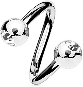 viva-adorno Lippenpiercing Chirurgenstahl Labret Spirale Twister Kristall Doppelkugel Twist Z405