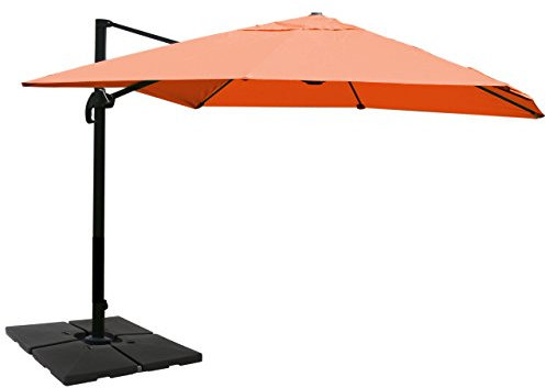 Mendler Gastronomie-Ampelschirm HWC-A96, Sonnenschirm, 3x4m (Ø5m) Polyester/Alu 26kg mit Ständer drehbar - terracotta