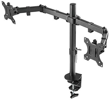 DELTACO Gaming Dual Monitor Holder - Holder for Monitors Stand Monitor Stand Monitor Holder Table Mount Screen Mount Table Holder 2 Monitor Holders VESA 75 x 75 13-32 Inches