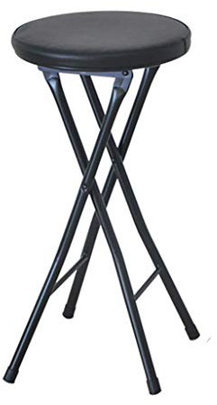 Haushaltswaren Runder Kompakter Klapphocker, 150 Kg Tragkraft - Einzigartiges Und Ergonomisches Sitzdesign - Höhe 46/60 cm - Schwarz/Weiß