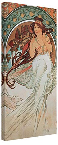 Bilderwelten Leinwandbild - Alfons Mucha - Vier Künste - Die Musik - Hochformat, 60 x 30 cm