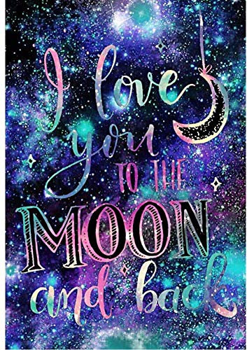 5D Diamond Painting,DIY Full Drill Diamant Malerei Malen Nach Zahlen Kits Kreuzstich Stickerei Bilder Kunsthandwerk für House Wall Dekoration&Entspannung(I Love You To The Moon And Back, 30 x 40 cm)