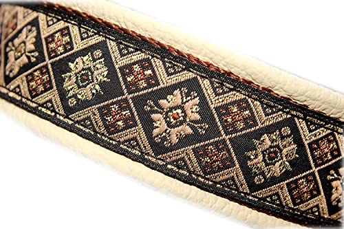 Hundehalsband Leder Glitzer Zugstopp mit Kette Messing Gold Halsband Handmade
