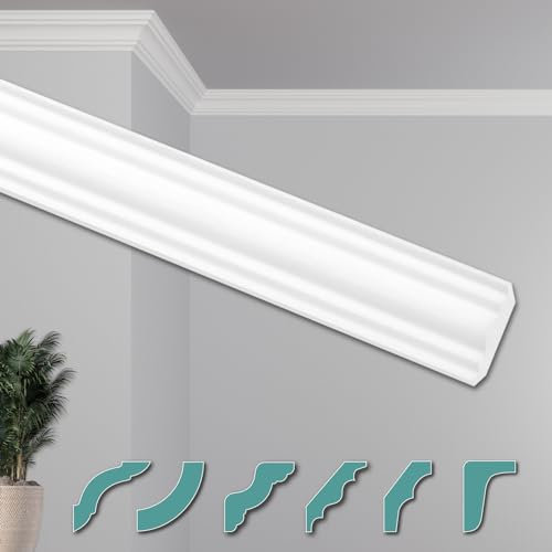 HEXIMO Deckenleisten modern XPS Styropor weiß, 2 Meter Stuckleisten Styroporleisten Zierleisten Stuck Eckleisten (30 Meter Deckenleisten ZG11)