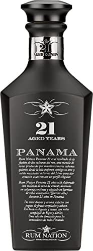 RUM NATION - 21 Ans Panama Decanter Black - Rhum Vieux Ambré - Origine : Panama - Notes de Chocolat & Fruits - 43% Alcool - 70 cl