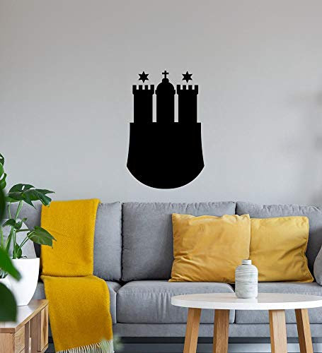 Hamburg Wappen Wandtattoo Schwarz Aufkleber 45 x 68 cm