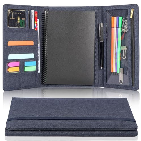 Ditiord Schutzhülle für Rocketbook Fusion Executive-Größe, Multi-A5-Format, Notizbuchhülle mit Stifthalter, Handyfach, Reißverschlussfach, Visitenkartenhalter, 22,4 x 15,2 cm, Blau