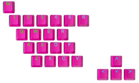 Ranked Gummi-Tastenkappen-Set | Doppelschuss Durchscheinend | OEM-Profil für Mechanische Gaming-Tastatur (Neon Pink, 23 Tasten)
