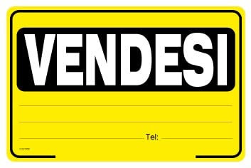NEW CARTELLO SEGNALETICO - Vendesi giallo - Adesivo Extra Resistente, Pannello in Forex, Pannello In Alluminio (PANNELLO IN FOREX 30X42 CM)