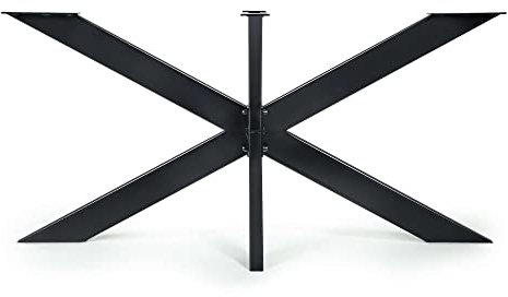 Magnetic Mobel Spider Pieds De Table Piètement Croisé Patins De Table Acier Métal Table De Salle À Manger Bureau Table De Conférence - pour Plateau De Table en Verre (Schwarz, 150x83 cm)