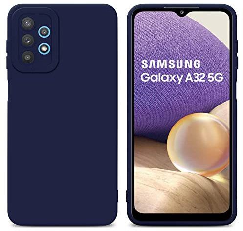 Cadorabo Hülle kompatibel mit Samsung Galaxy A32 5G Schutzhülle TPU Silikon Case Liquid Design mit Kameraschutz Slim Kratzfest Weiche Gummi mit Rundumschutz Case Hülle für Galaxy A32 5G in Blau