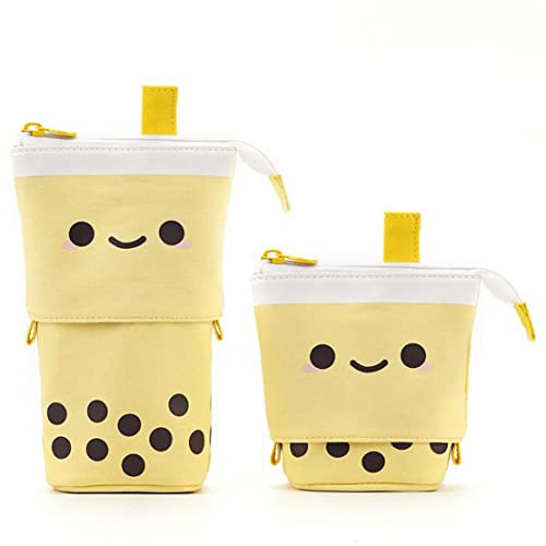 LinYesh Süße mäppchen für Mädchen, Schminktäschchen Mädchen, Bubble Tea Federmäppchen, 2-in-1 Schlampermäppchen, Geschenk für Schülerin Teenager