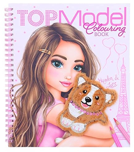 Depesche 12083 TOPModel Corgi - Malbuch Set mit 20 doppelt bedruckten Seiten zum Gestalten von Model- und Hundemotiven, Mal-Heft mit Stickerbogen uvm.