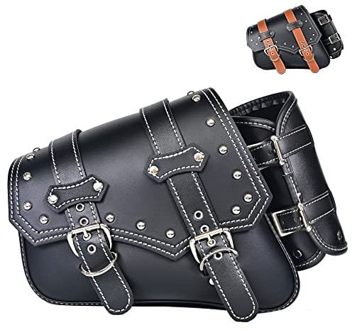Motorrad-Satteltaschen | PVC-Kunstleder-Seitentaschen | wasserdichte seitliche Schwingarmtaschen | seitliche Werkzeugtasche für Harley Sportster | universelle Werkzeugtasche für Motorrad (Schwarz3)