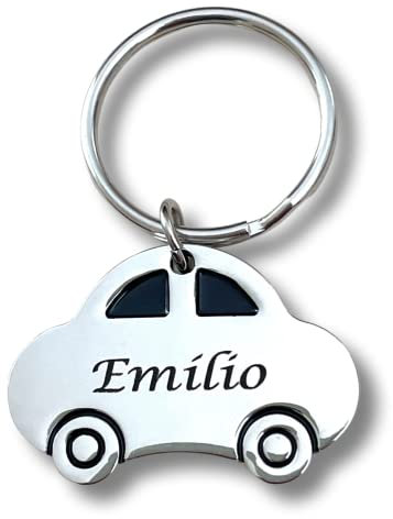 regalo grabado - Porte-clés voiture personnalisé | Gravure Imborrable sur 1 ou 2 faces | Porte-clés voiture avec prénom | Métal | Présentation dans un sachet en suédine, Métal, Taille Unique