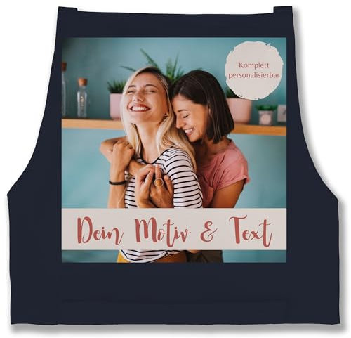 Schürze - Text Erwachsene - Eigenes Foto I Eigenes Bild - 85x69 - Navy Blau - ihrem personalisierte kochschürze selbst drucken photo backschürze geschenke für köche selber gestalten custom