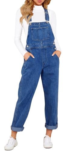 Vetinee Denim Dungarees for Women Uk Denim Jumpsuit for Women Cody Blue Size Small Fits UK Size 8 - UK Size 10