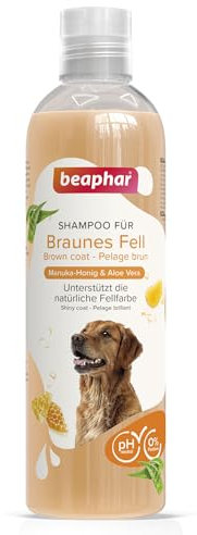 BEAPHAR - Shampoo Für Braunes Fell - Unterstützt Die Natürliche Fellfarbe - Hautfreundlich - Mit Manuka-Honig Und Aloe Vera - Ph-Neutral - 0% Parabene, Silikone - Frischer Duft - 250 ml