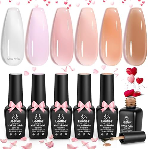 Beetles UV Gel Nagellack Set - 6 Farben Gel Nagellack 7.5ml Transparentes Gelee Nageldesign Sets LED Lampe Trocken Gel für Nageldesign Maniküre ür Frauen Anfänger