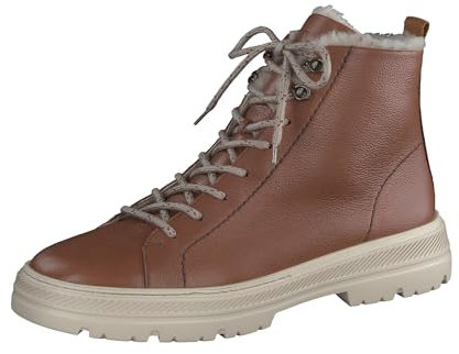 Paul Green Damen Schnürstiefelette mit Warmfutter, Frauen Schnürstiefeletten,Warm gefüttert,Winterstiefeletten,Boots,Braun (Cognac),37 EU / 4 UK