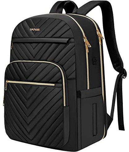 Zaino portatile 17,3 pollici elegante Daypack con porta USB, idrorepellente College Bookbag, grande zaino per viaggi/affari/donne, nero