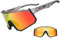 JEPOZRA Sport Sonnenbrille Fahrradbrille Sportbrille mit 4 Wechselgläser für Outdooraktivitäten Radfahren Laufen Klettern Autofahren Laufen Angeln (Grau)