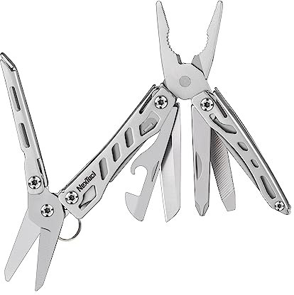 NexTool Mini Flagship 10 in 1 Multi-Tool, Multitool with Multitools Pliers, Camping Pliers, Can Opener, Scissors, Screwdriver, Bottle Opener, Gifts for Men, Father's Day Gifts-Silver