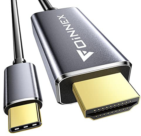 FOINNEX USB C auf HDMI Kabel 8K@60Hz, Type C zu HDMI 2.1 Kabel Thunderbolt 4/3, USB 4 Kompatibel, USB C 3.1 to HDMI Cable für MacBook Pro/Air, iMac, iPad Pro, Galaxy S20 S10, Surface, Dell, HP, 2M
