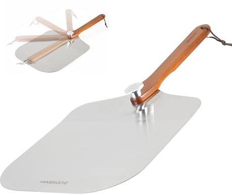 Hanseküche Pelle Pizza INOX 30 cm - Poignée Bois - Pelle à Pizza Pain Tarte Flambée - Professionnel Et Amateur