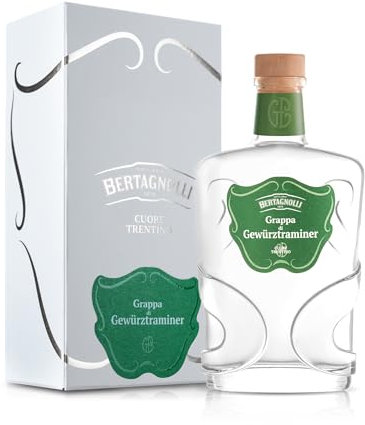 Brennerei Bertagnolli - Grappa di Gewürztraminer Trentino - Flasche 0,70 Liter - 42% Vol. mit hochwertiger Kartonbox