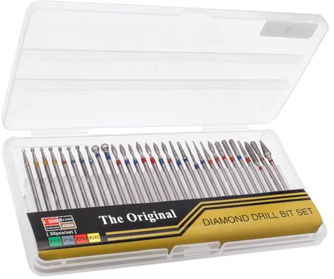 Mesee 30 Stück Nagelfräser Bits, Diamant Nagelbohrer Set, Nagelhaut Bohrer Werkzeuge, Professioneller Nagelfräser Aufsätze, für Nagelfeile Maniküre Pediküre Nagelpflege