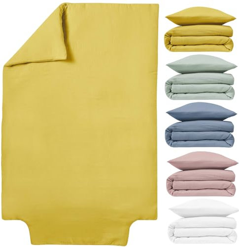 Le Lit de Mon Bébé - Bettbezug für Bettdecke 75x120 cm - 80x120 cm - Gelb - 100% Baumwollmusselin Gaze (Dreischicht) für Kinderbett Korb 53x80 50x80 60x120 70x140 cm (Gitterbett babybett Wiege...)