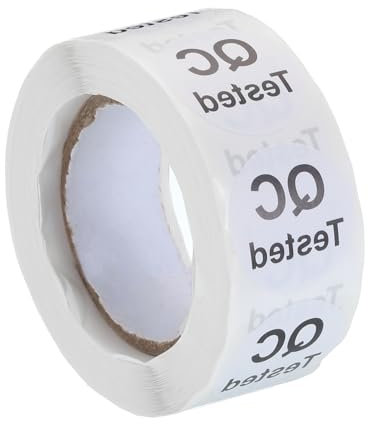 sourcing map Inventur-QC-geprüfte Aufkleber Etiketten 25mm/1 Weiß für Lagerbestand, 1 Rolle 500 Stück
